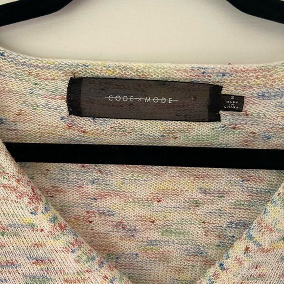 Code x Mode Minimalist Preppy Knit Space Dye cropped Layered Cardigan size S - Picture 5 of 12